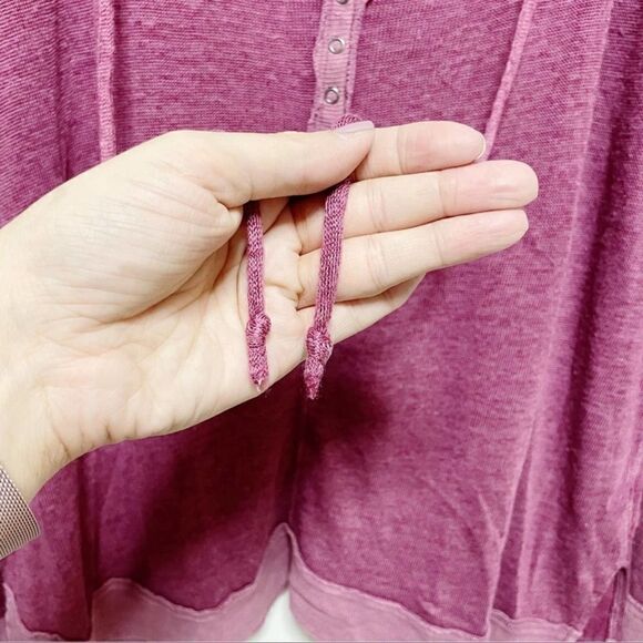 We the Free- Free People- Purple Affogato Hacci Linen Blend Tunic Popover, Small - Picture 6 of 14